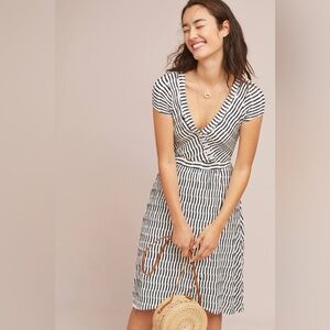 Anthropologie Maeve Paladino Faux Wrap Stripe Dress | Small